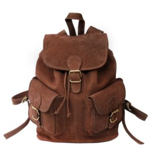 Rucksack-Damen.eu Großer Lederrucksack / Laptop Rucksack bis 15,6 Zoll, für Damen und Herren, aus Büffel-Leder, Braun, Hamosons 560